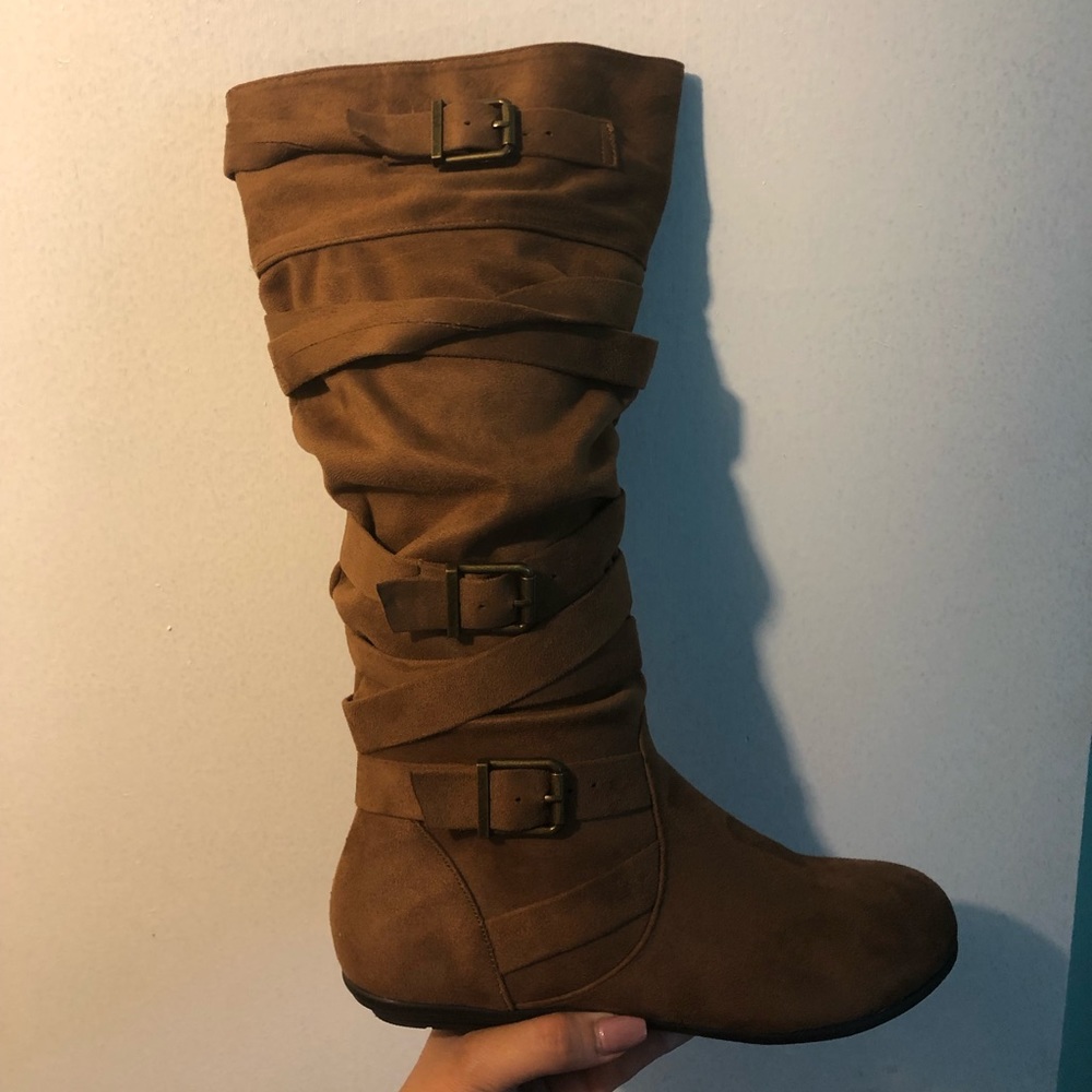 Justfab Size 8 Suede Cognac Boots (New!)